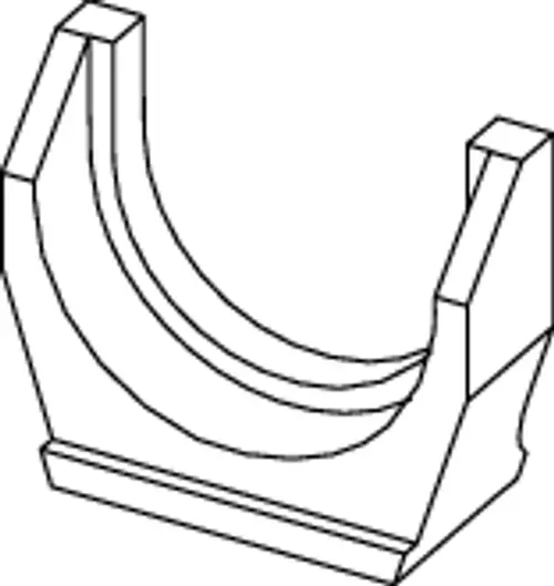 TECE Pressgabel mit abgerundeter Form und Öffnung, gefertigt aus robustem Material, geeignet für Verbindungen in Rohrsystemen.